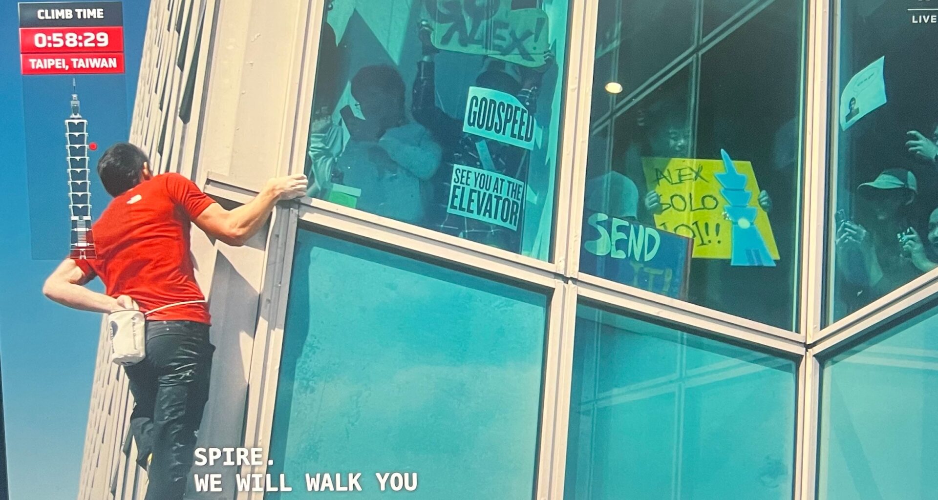 Alex Honnold free soloing Taipei 101, the biggest urban free solo in history