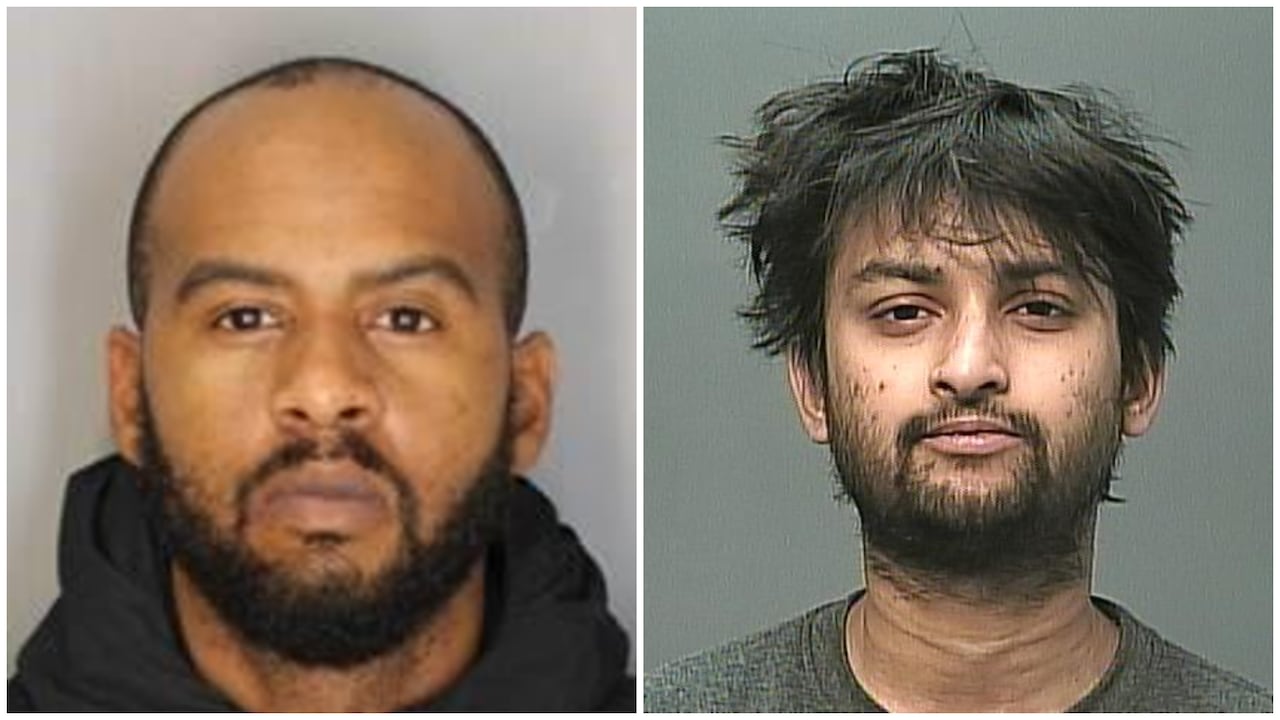 Two men are seen in side-by-side mugshots