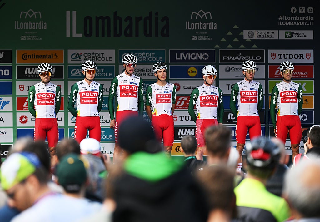 German Dario Gomez, shown here at the 2025 Il Lombardia, was provisionally banned Tuesday.