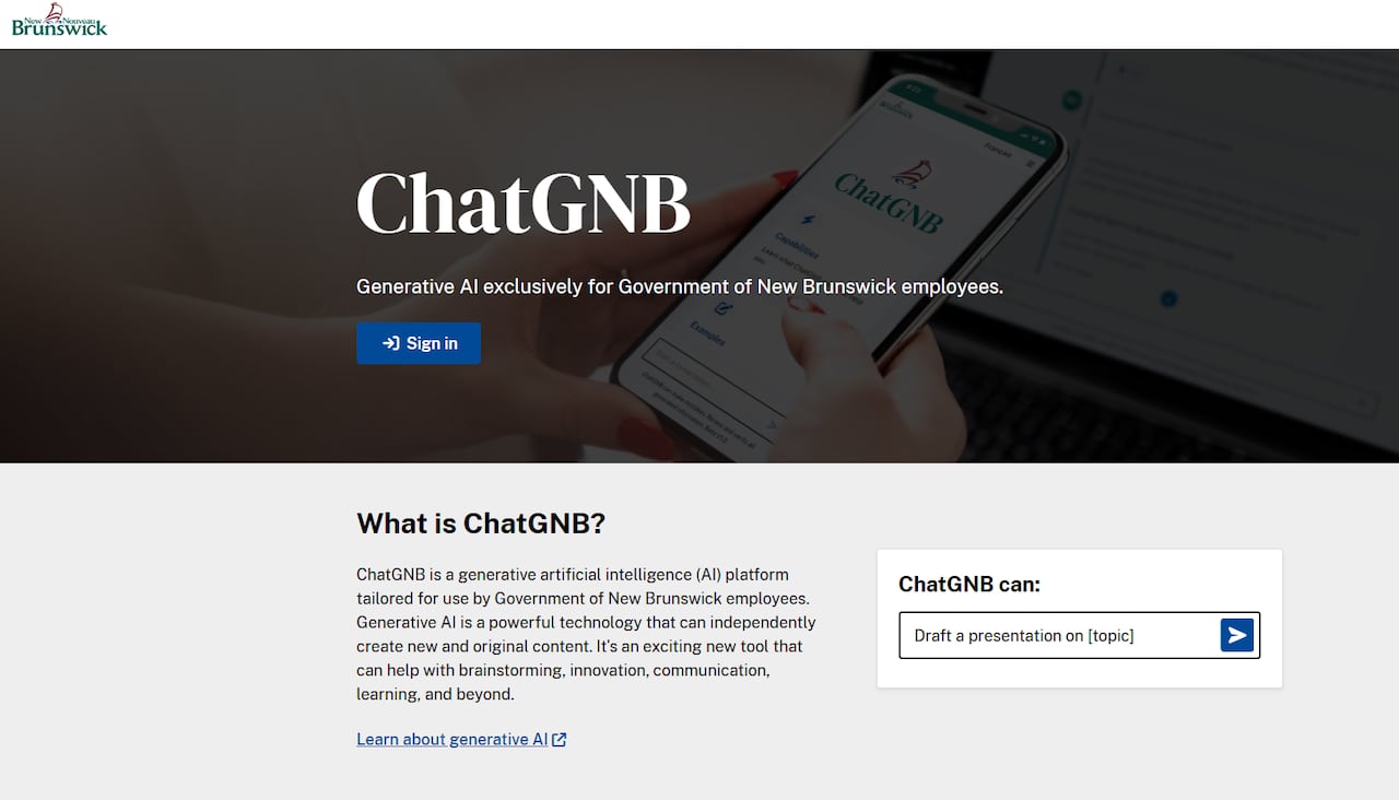 A screenshot of the ChatGNB website homepage.