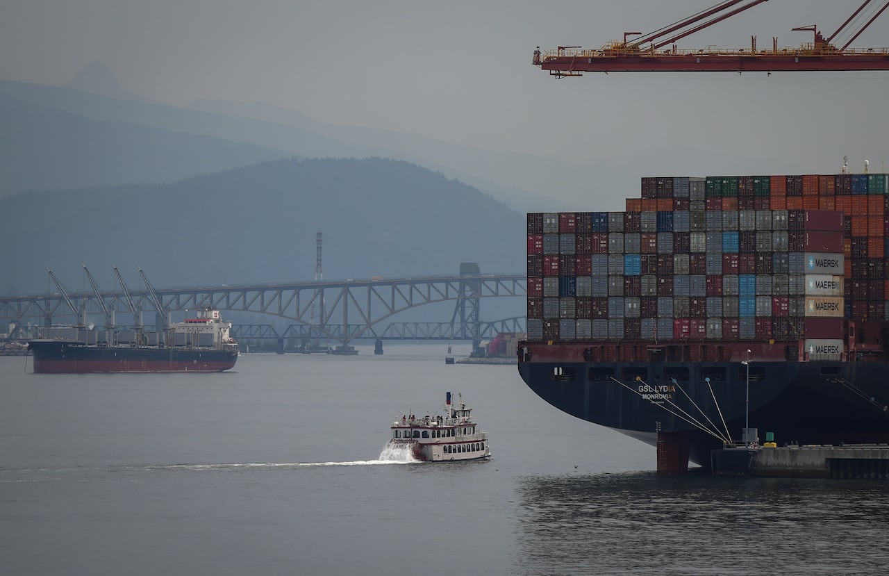 Ships carry cargo near Vancouver
