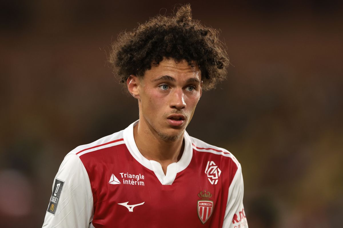Maghnes Akliouche of AS Monaco looks on during the Ligue 1 McDonald's match between AS Monaco FC and Havre AC at Stade Louis II on August 16, 2025