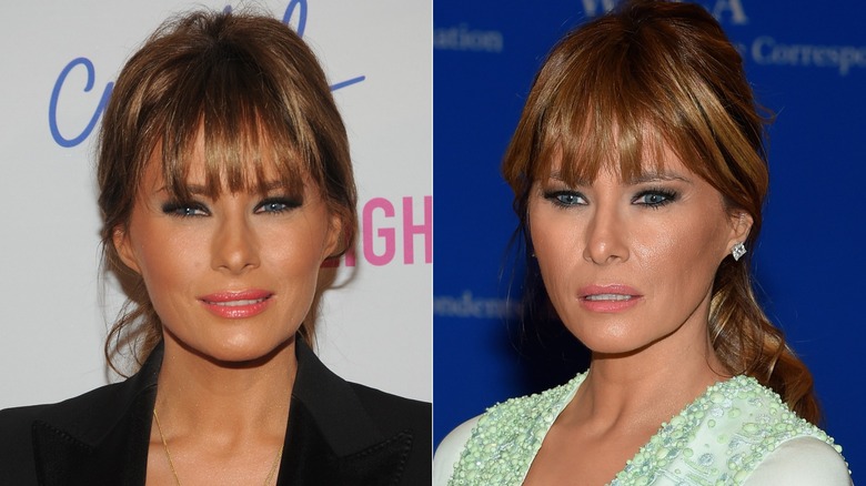 Melania Trump in 2012 and 2015