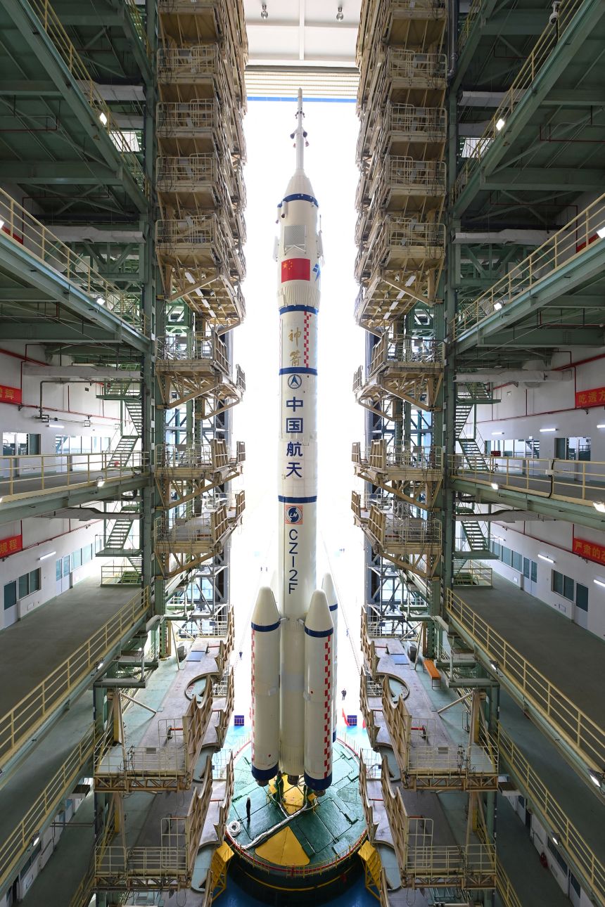 A Long March-2F rocket, carrying the Shenzhou-15 spacecraft, on November 21, 2022.