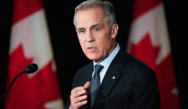 Canada's Prime Minister Mark Carney speaks during a news at the Citadelle in Quebec City