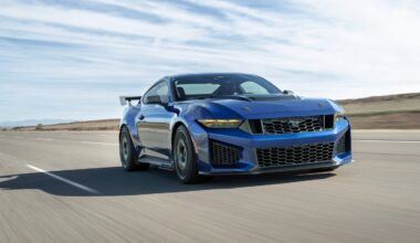 2026 Mustang Dark Horse SC. Prototype vehicle shown. Actual production vehicle may vary. Available summer 2026. Image supplied by Ford