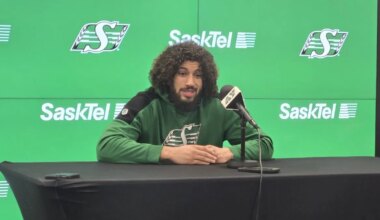 ‘It’s become home’: Kian Schaffer-Baker excited to stay in Saskatchewan with Roughriders