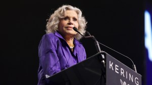 PALM SPRINGS, CALIFORNIA - JANUARY 03: Jane Fonda speaks onstage during the 37th Annual Palm Springs International Film Awards at Palm Springs Convention Center on January 03, 2026 in Palm Springs, California. (Photo by Matt Winkelmeyer/Getty Images for Palm Springs International Film Society)