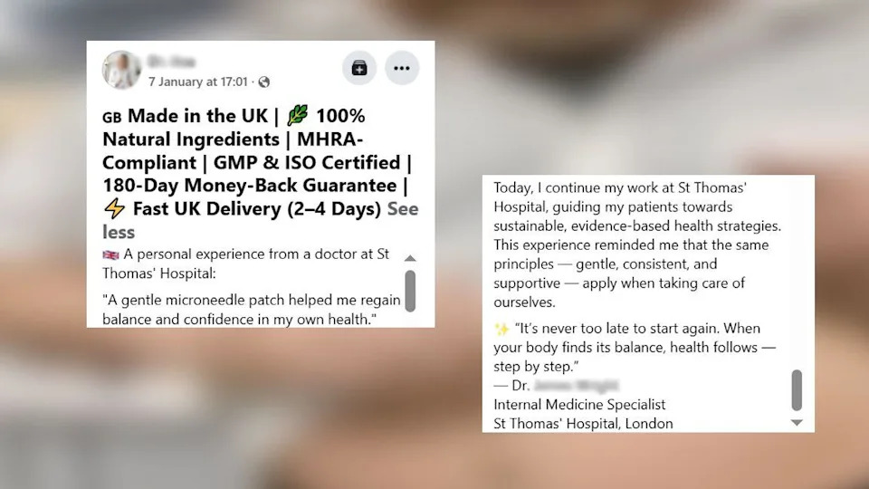 A screen grab of a Facebook caption which describes the personal experience of one of the doctors at the trust, and explains how weight loss patches helped him to lose weight 