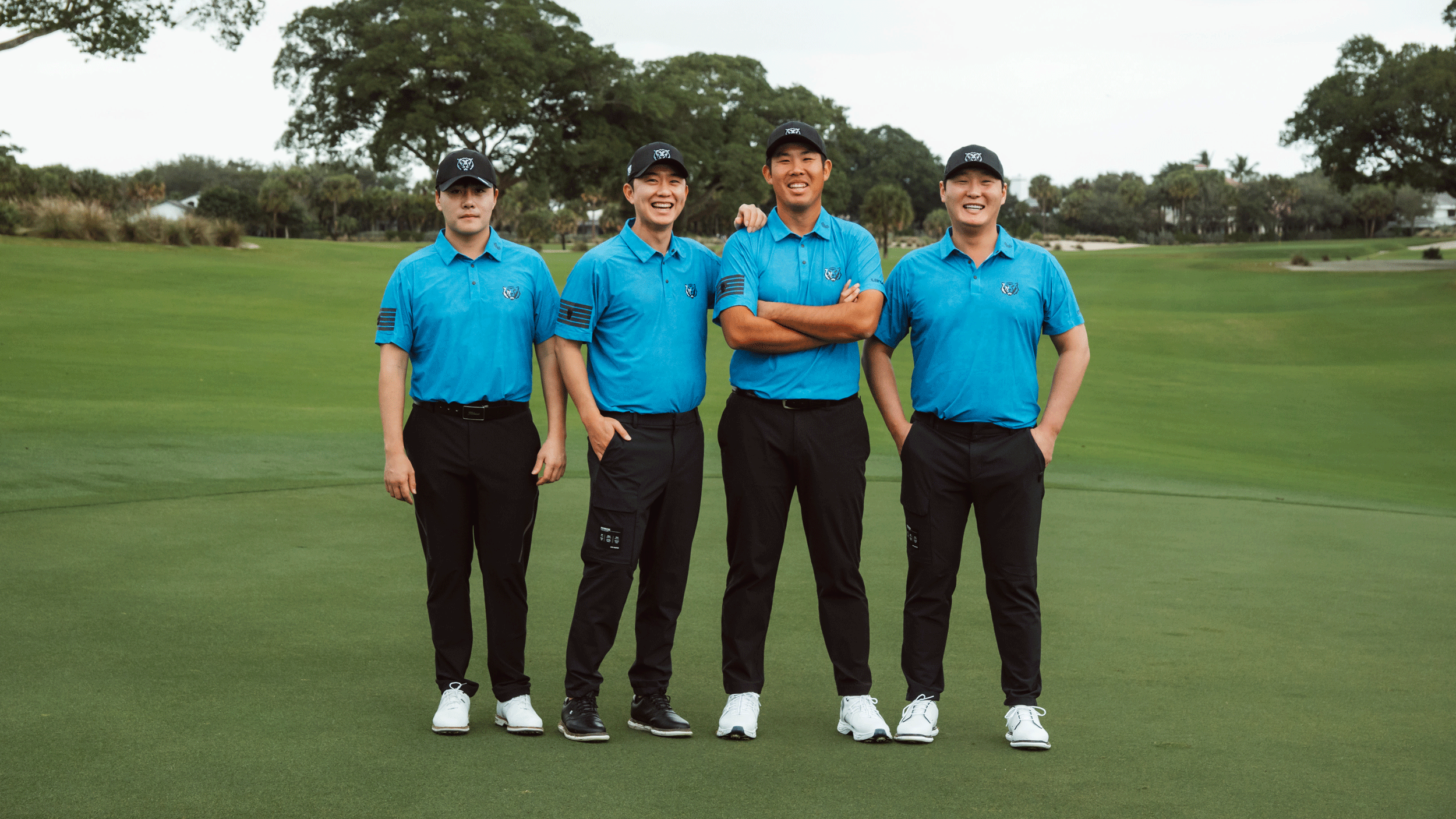 LIV Golf's Korean GC line-up smiles at the camera - (L to R) MK Kim, Young-han Song, Byeong Hun An and Danny Lee