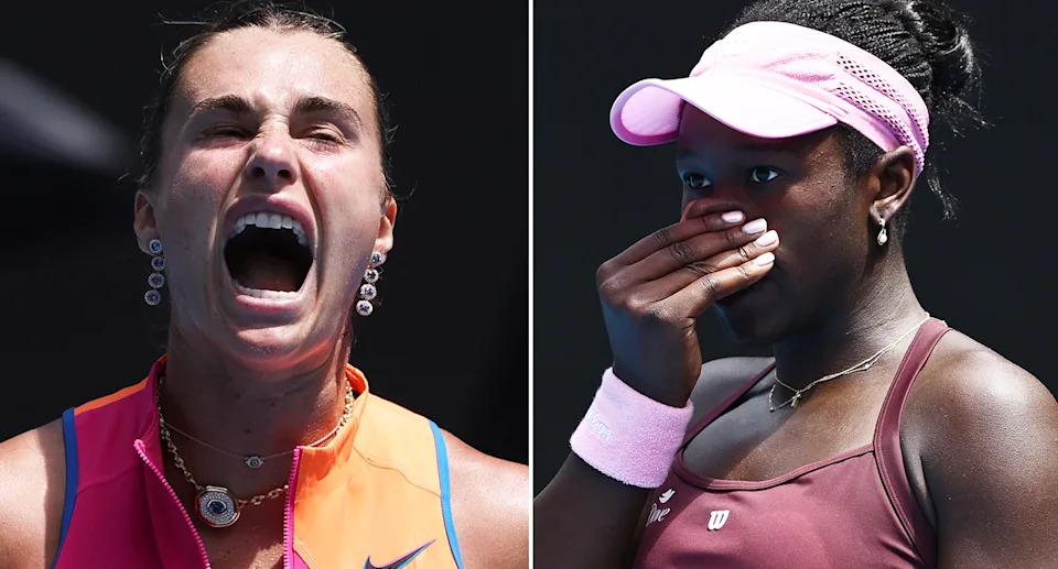 Victoria Mboko and Aryna Sabalenka at the Australian Open.