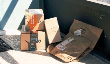 Newly arrived packages from Amazon outside Conti’s home.