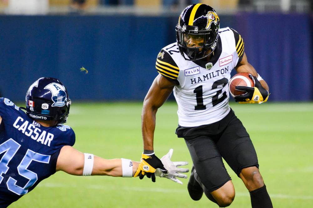 Christopher Katsarov / THE CANADIAN PRESS FILES
The Winnipeg Blue Bombers have signed former Hamilton Tiger-Cats wide receiver Tim White to a one-year contract.