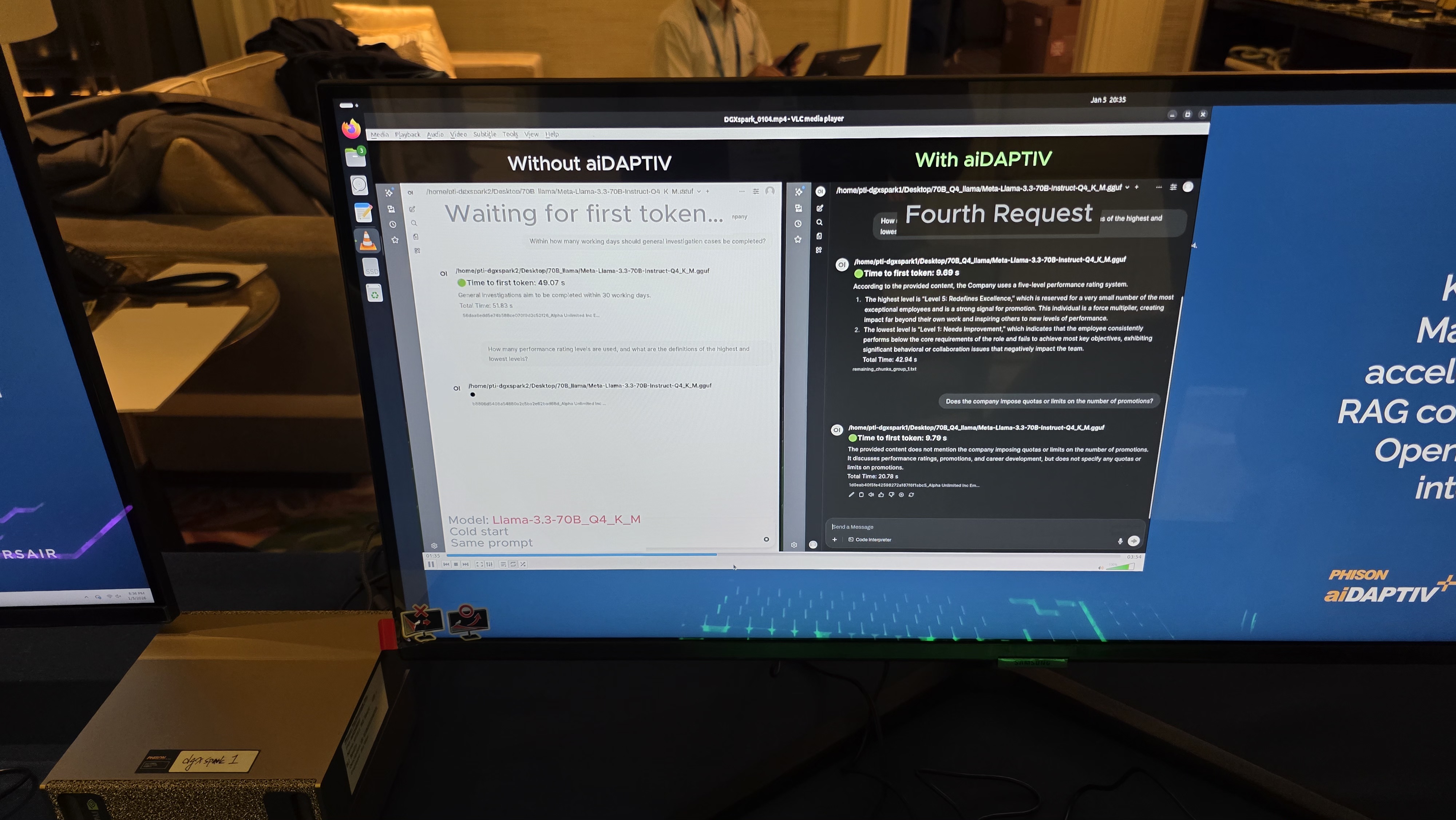 Phison's aiDAPTIV+ demonstration.