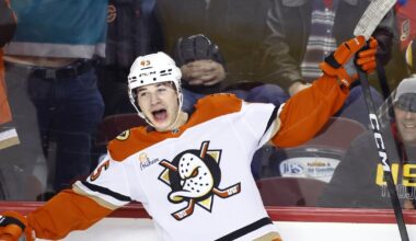 Sennecke nets hat trick in first NHL game in Canada as Ducks edge Flames 4-3 in OT