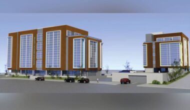 Proposed office buildings, moving through the city&rsquo;s development approval process, will add two non-acute care medical centres to the Nanaimo Regional General Hospital campus. (Image: O.C.A. Architecture Inc.)