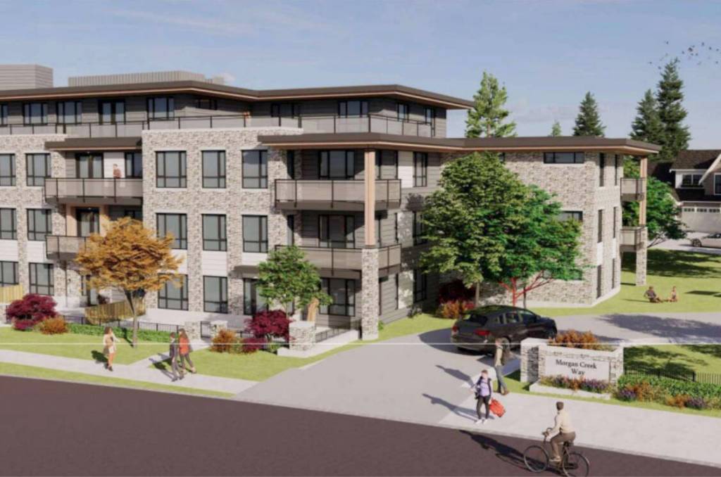 Surrey council approved third reading related to rezoning and amendments that are required for a new Morgan Creek development of 82 townhouses and 119 apartment units. (City of Surrey image)