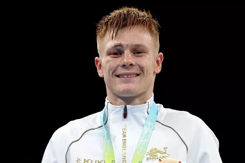 Silver medalist Kiaran Macdonald during the medal ceremony of the Birmingham 2022 Commonwealth Games