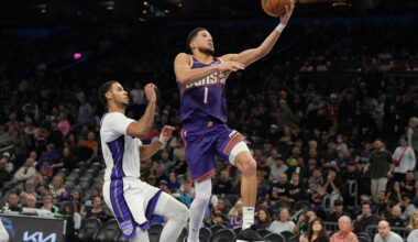 Booker scores 20 in 1st quarter, finishes with 33 as Suns rout Kings 129-102
