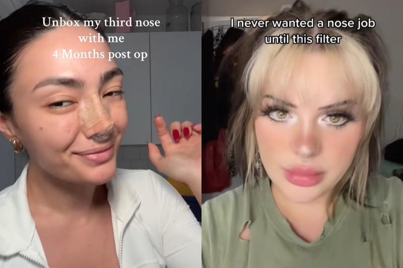 A composite image of two women on TikTok videos.