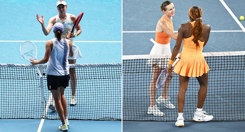 Iga Swiatek and Coco Gauff after losing to Elena Rybakina and Elina Svitolina at the Australian Open.