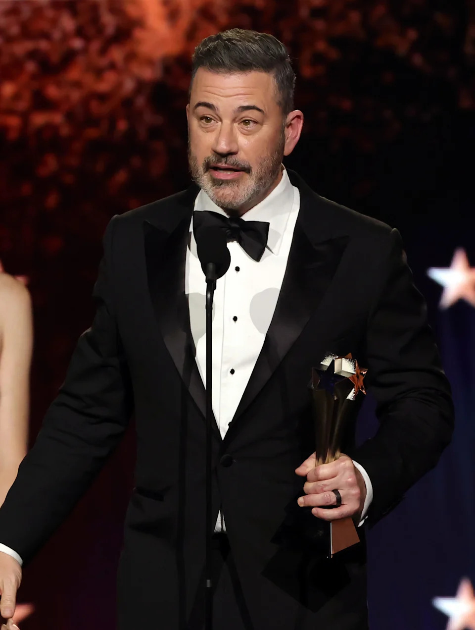 Jimmy Kimmel accepts the award for best talk show at the Critics Choice Awards.