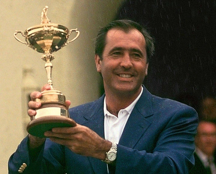 The late Seve Ballesteros pictured holding the Ryder Cup in 1997.