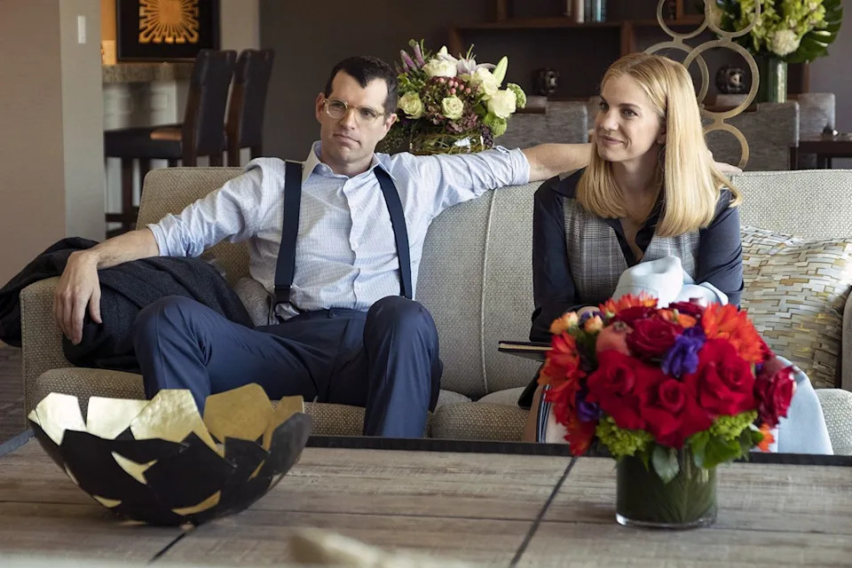 HBO/Kobal/Shutterstock Timothy Simons and Anna Chlumsky in ‘Veep’ season 7 (2019)
