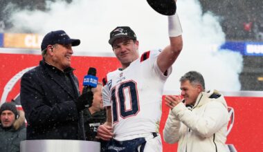 New England Patriots book spot in Super Bowl with win over Denver Broncos in snowy AFC Championship