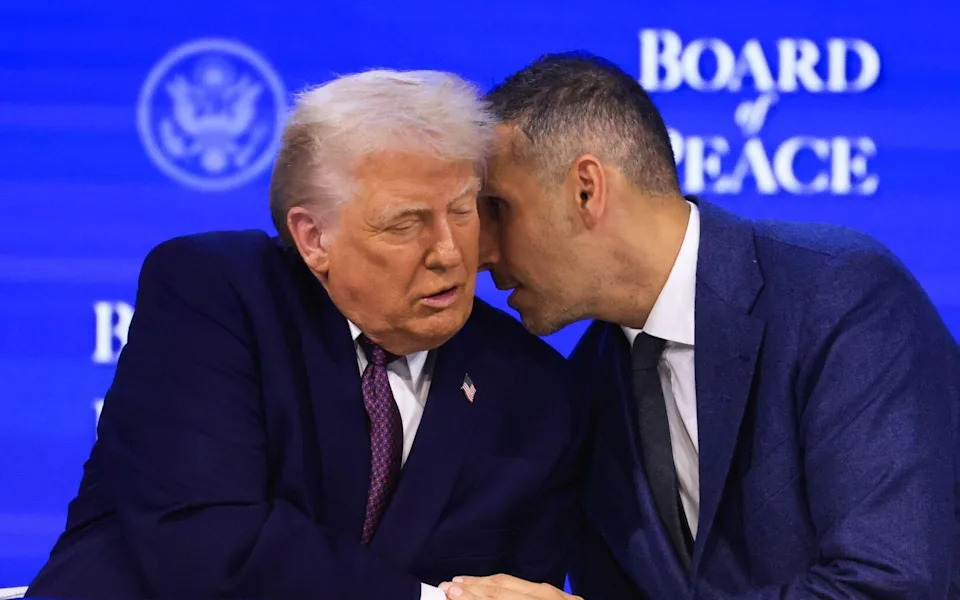Khaldoon Al Mubarak with Donald Trump at the World Economic Forum in Davos