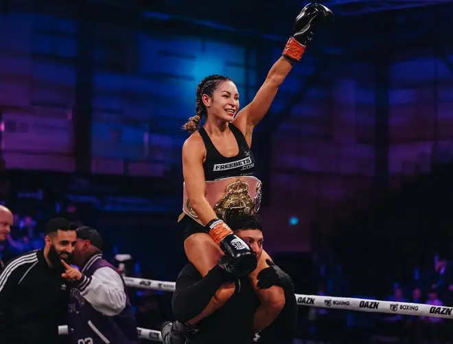 AJ Bunker pictured winning a fight.