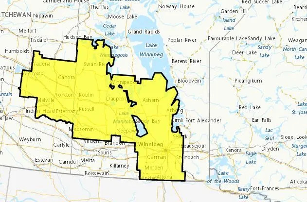 Environment and Climate Change Canada have issued a freezing rain warning for a swath of southern Manitoba on Jan. 11, 2026.