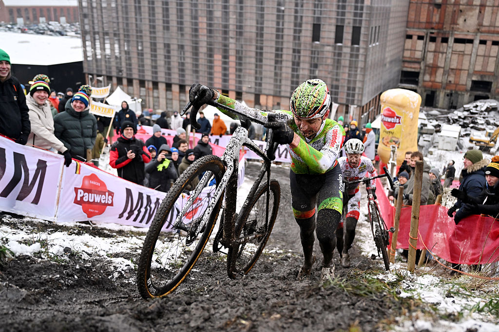 BERINGEN, BELGIUM - JANUARY 11: Emiel Verstrynge of Belgium competes during the 109th Belgian National Cyclo-cross Championships 2026, Men&amp;apos;s Elite on January 11, 2026 in Beringen, Belgium. (Photo by Luc Claessen/Getty Images)
