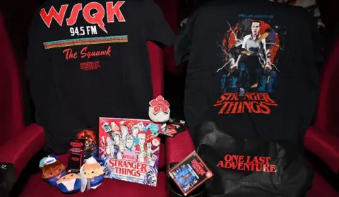 Netflix Stranger Things merchandise, pictured on a seat in a cinema