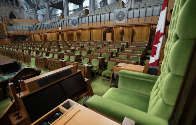 The view of the government benches is seen from the Speakers Chair in the Chamber of the House of Commons, in Ottawa, Thursday, Sept. 12, 2024. Parliament will resume Monday following the holiday break. THE CANADIAN PRESS/Adrian Wyld