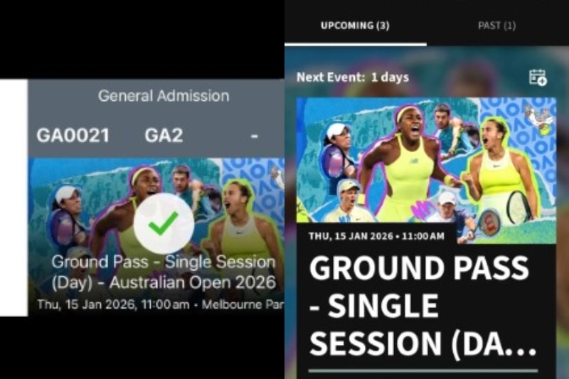 Tickets for a tennis event