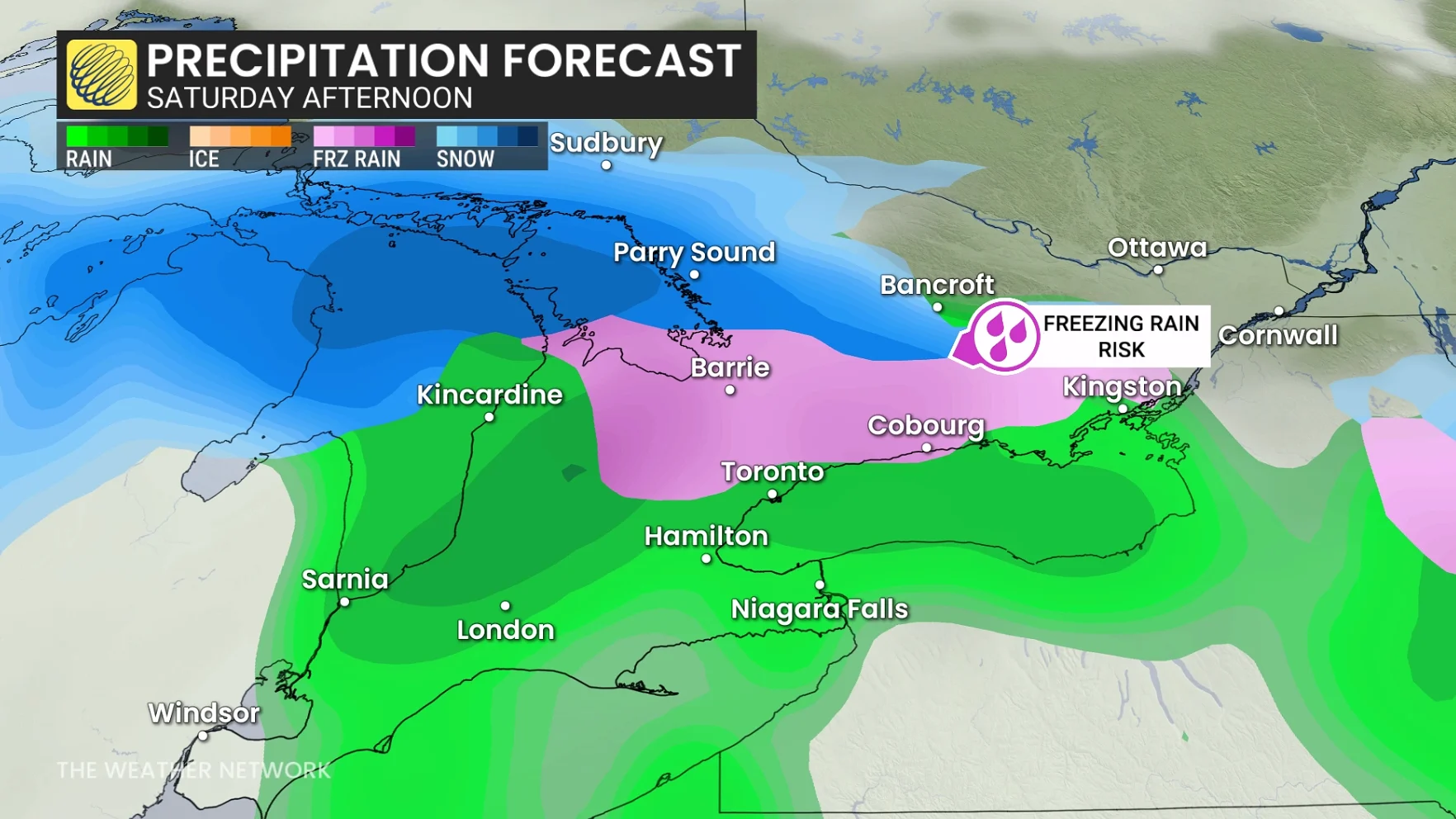 Baron - Ontario Saturday afterrnoon precipitation - Jan 7