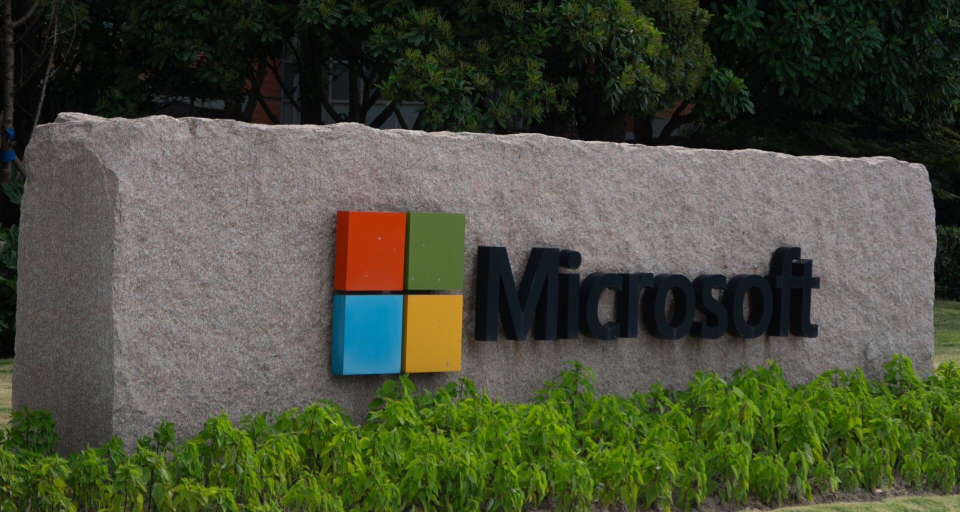 Microsoft logo on headquarters