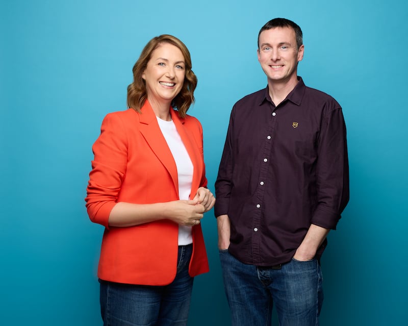 Drivetime's Katie Hannon and Colm Ó Mongáin. Photograph: RTÉ