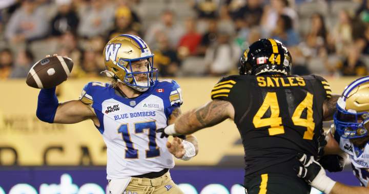 Streveler struggles in Hamilton, Bombers drop third straight and fall below .500 mark - Winnipeg