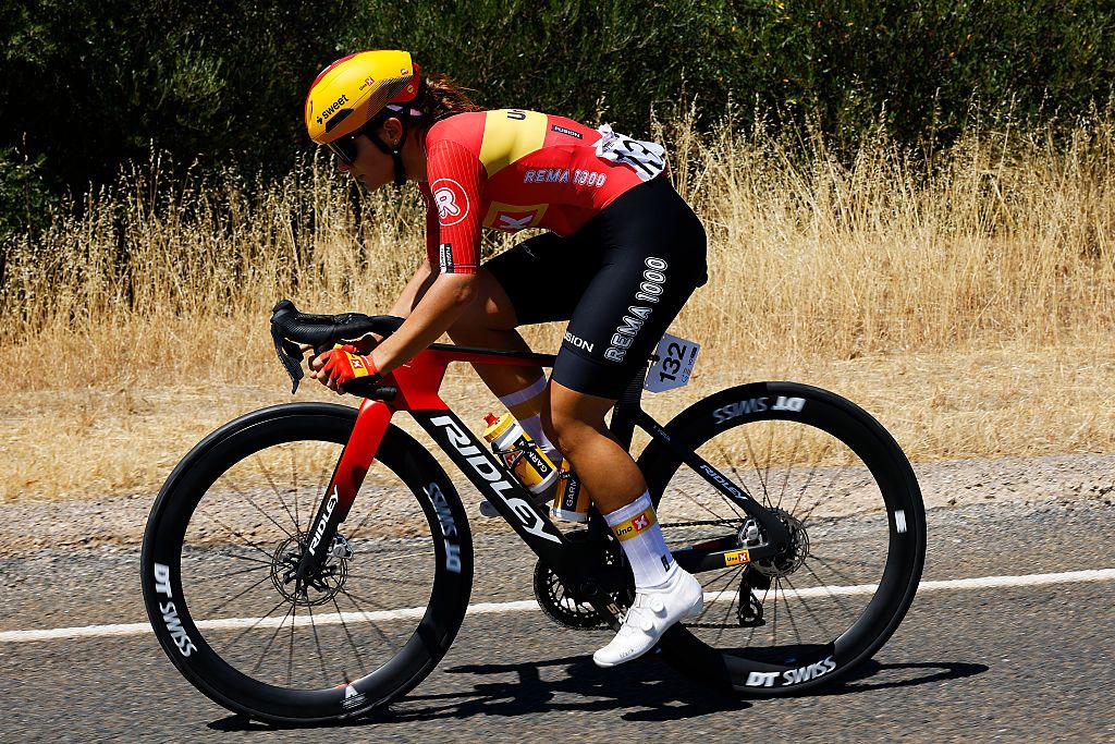 WILLUNGA, AUSTRALIA - JANUARY 17: Alessia Vigilia of Italy and Team Uno-X Mobility attacks during the 10th Santos Women&amp;amp;apos;s Tour Down Under 2026, Stage 1 a 137.4km stage from Willunga to Willunga 134m / #UCIWWT / on January 17, 2026 in Willunga, Australia. (Photo by Con Chronis/Getty Images)
