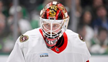 Linus Ullmark skates with Ottawa Senators for first time since leave