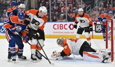 Oilers had horrible start against the Flyers, four bad games since the break, and the kid line conundrum