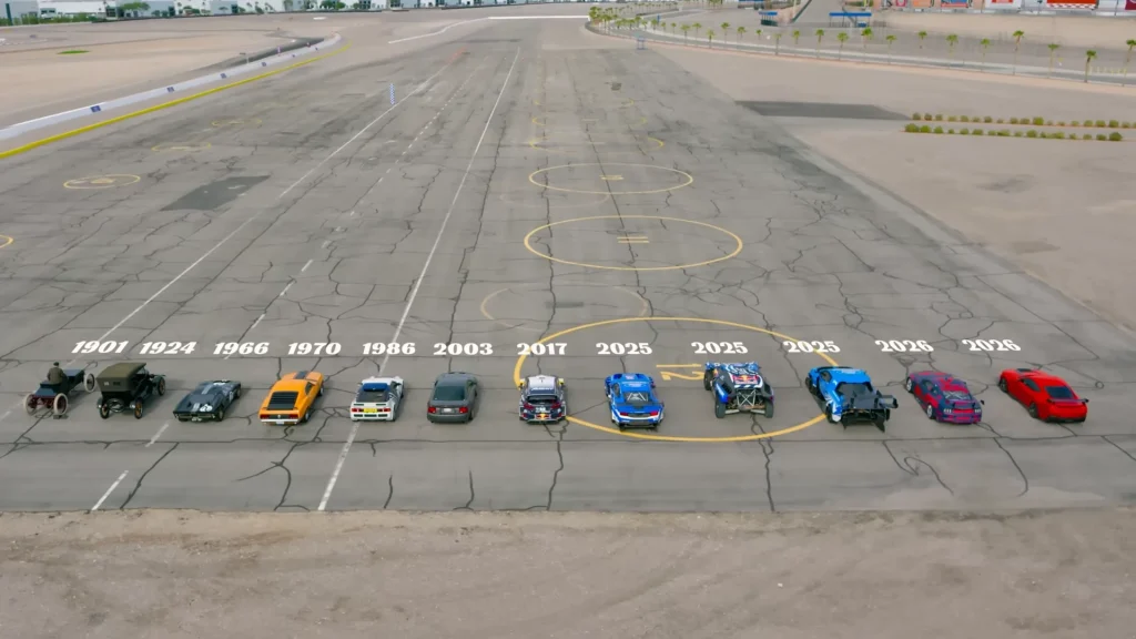 Red Bull F1 drivers Max Verstappen and Arvid Lindblad race 100 years of Ford cars and there can only be one winner