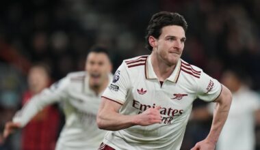 Rice double downs Bournemouth to put Arsenal 6 points clear