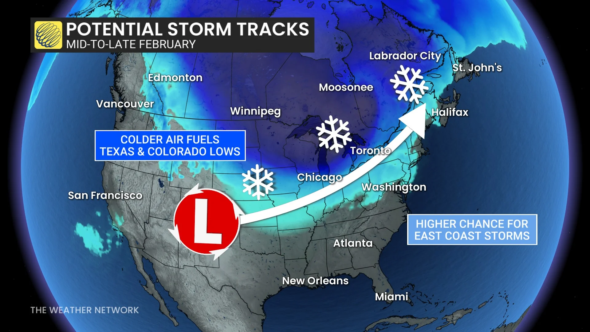 February 2026 Outlook Potential Storm Tracks Late Month
