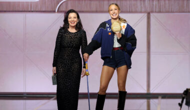 Fran Drescher and Nikki Glaser at the 83rd Annual Golden Globes held at The Beverly Hilton on January 11, 2026 in Beverly Hills, California.