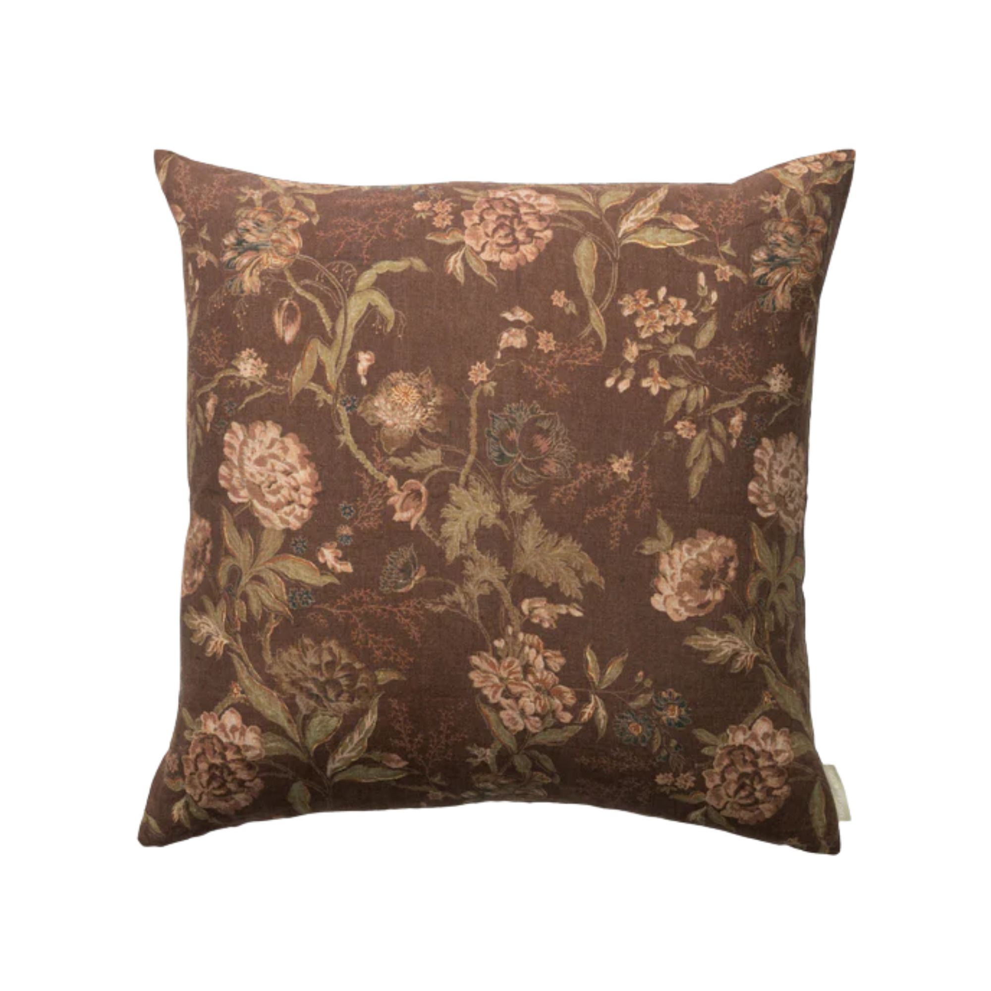 a brown floral pillow