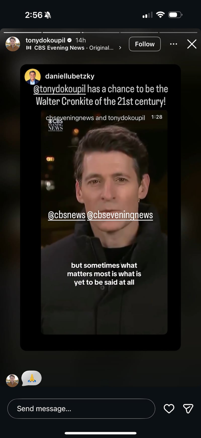 Dokoupil drew attention to friendly feedback on his CBS Evening News debut.