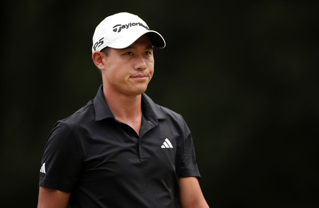 CROMWELL, CONNECTICUT - JUNE 23: Collin Morikawa of the United States walks on the third hole during the final round of the Travelers Championship at TPC River Highlands on June 23, 2024 in Cromwell, Connecticut. (Photo by James Gilbert/Getty Images)